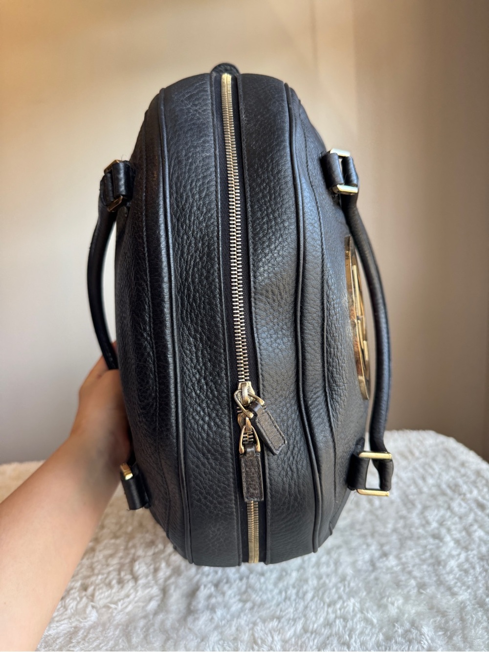 Gucci Black Leather Satchel with Green and Red Web Stripe and Gold GG - Picture 5 of 15